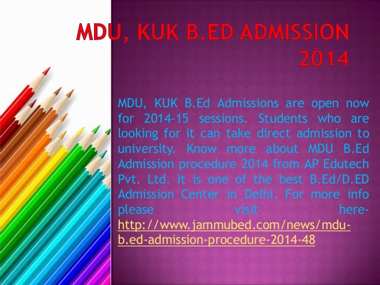 MDU, KUK B.Ed Admission