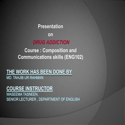 drug addiction/awareness about drug addiction | PPT