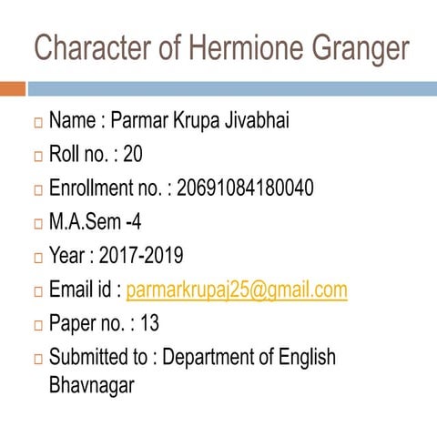 Character of Hermione Granger 