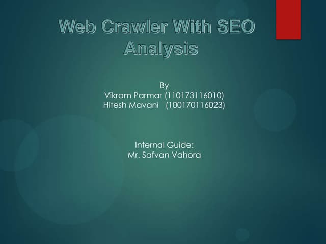 Web crawler with seo analysis 