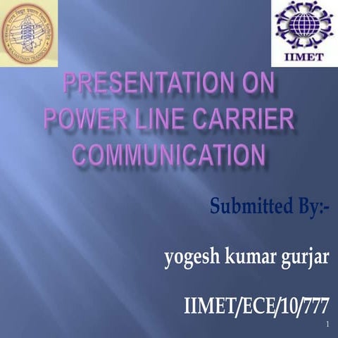 Power line carrier communication (plcc) | PPTX