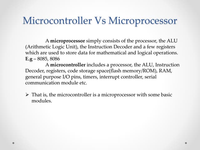 microcontroller vs microprocessor