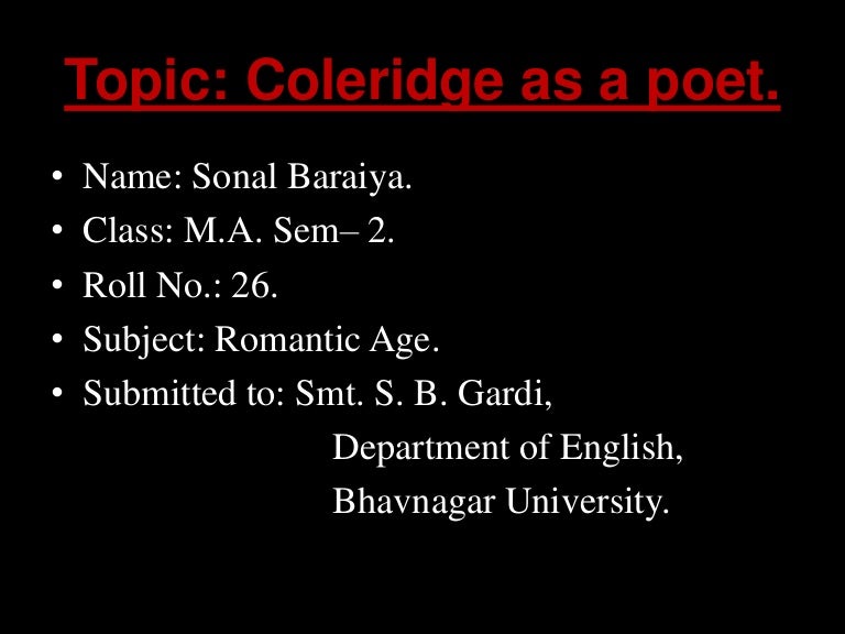 Coleridge as a poet