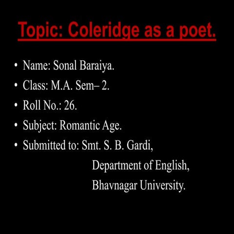 Coleridge as a poet