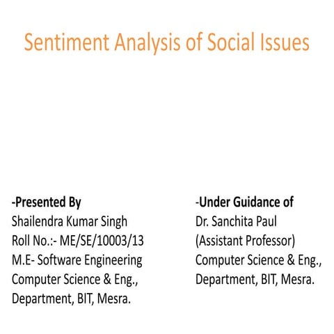 Sentiment Analysis of Social Issues - Negation Handling 