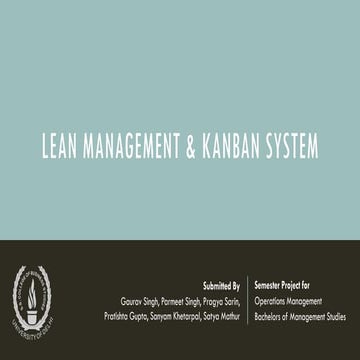 Lean Management and Kanban System