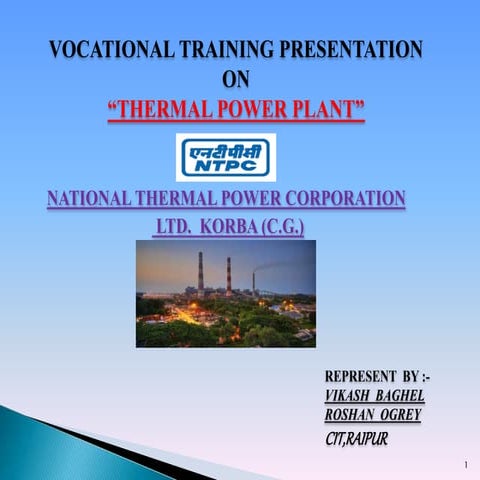  vocational training presentation on korba ntpc