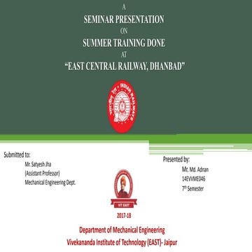 seminar presentation on summer training at indian railway 