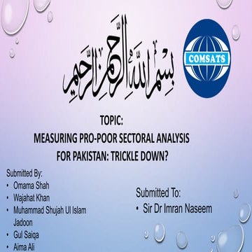 Measuring pro-poor sectoral analysis  for Pakistan: trickle down?