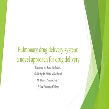 Recent advances in pulmonary drug delivery