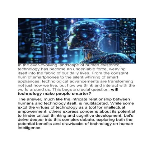 Will Technology Make people Smarter Zn World | PPT