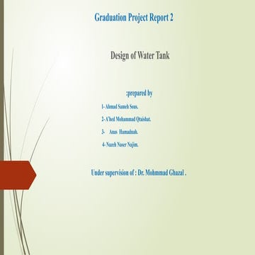 Design of Water Tank in Detailed By Muhhamd | PPTX