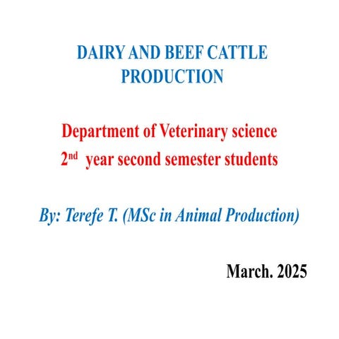 dairy and beef cattle production module 1