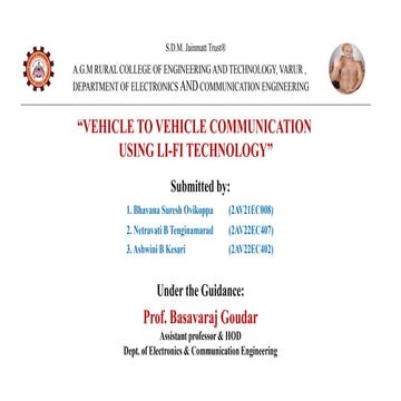 Vehicle to vehicle communication using lifi