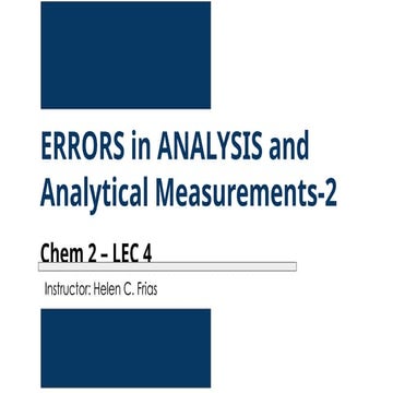 Error in chemical analysis | PPTX