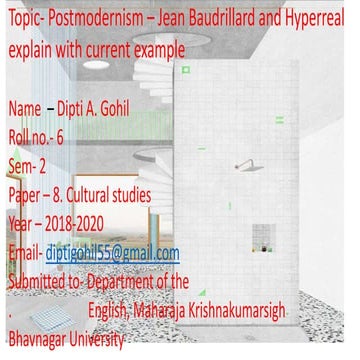 Presentation - 8. Cultural studies, Postmodernism explain with example ...
