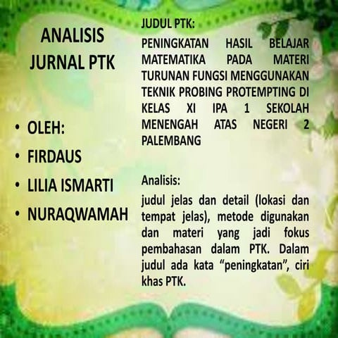 ANALISIS JURNAL PTK BY LILIA - PPT