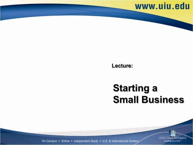 Lecture - Starting a Small Business