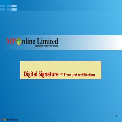 Digital Signature – Error and rectification