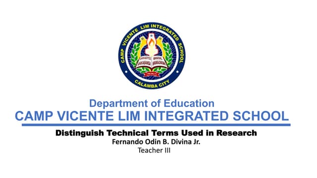 DISTINGUISH TECHNICAL TERMS USED IN RESEARCH MODULE visual data 5