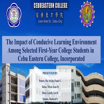 PowePoint Presentation The Imapact od Conduce Learning Environment