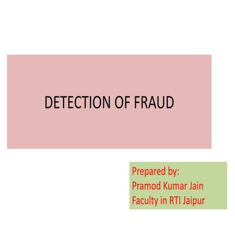 CAG's Regulations and Standing orders on the Audit of Fraud