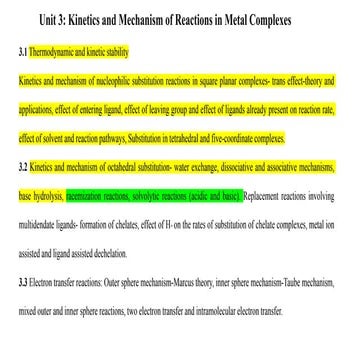 Labile & inert and substitution reactions in octahedral complexes | PPTX