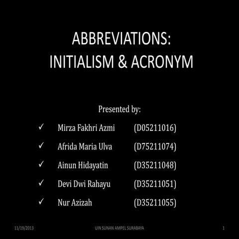 Abbreviation: Initialism and Acronym