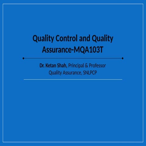 MQA103T-3-Quality Control and Quality Assurance