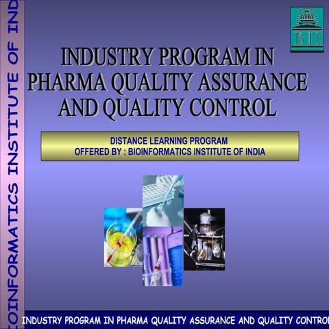 Industry Program In Pharma Quality Assurance And Quality Control