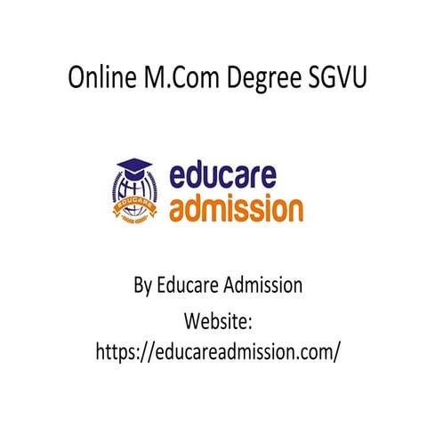 Online M.Com Degree SGVU | Enroll Now at EducareAdmission.com