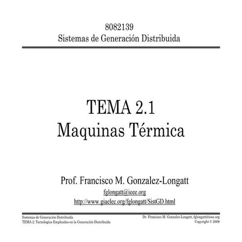 Capitulo 2.1: Maquinas Térmicas - Sistemas de Generacion Distribuida