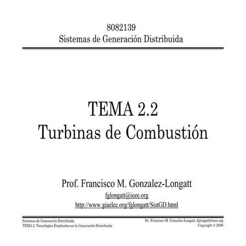 Capitulo 2.2: Turbinas a gas - Sistemas de Generacion Distribuida