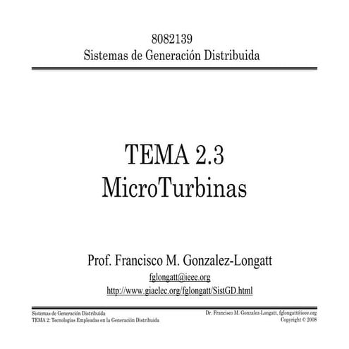 Capitulo 2.3: Microturbina - Sistemas de Generacion Distribuida