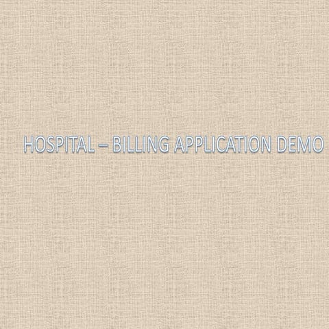 Hospital billing application demo