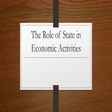 Role of State in Economic Activities 