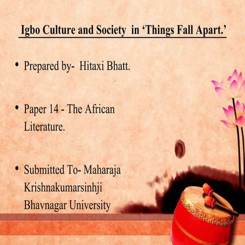 Igbo Culture and Society in 'Things Fall Apart.'