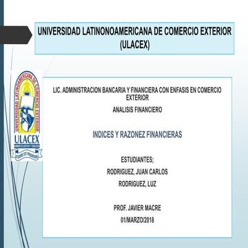 Indices y Razones Financieras 