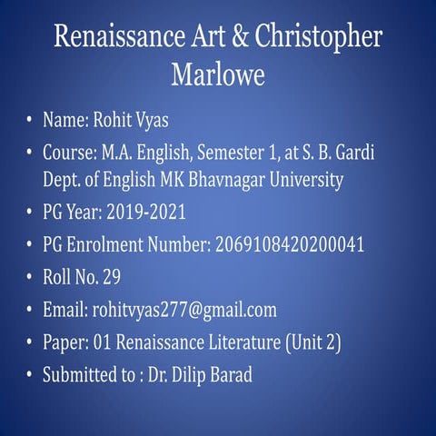 Renaissance Art & Christopher Marlowe