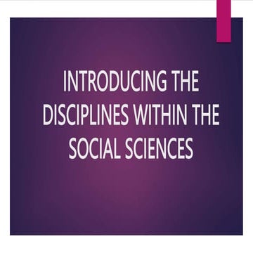 Disciplines of Social Sciences