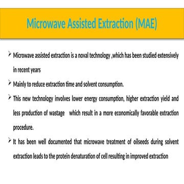 PPT on extraction methods , new technique and its application | PPTX