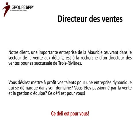 Directeur des ventes