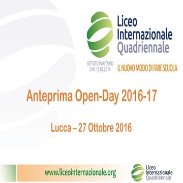 Presentazione Liceo Internazionale Quadriennale 2017-18
