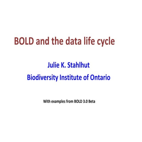 Dr Julie Stahlhut - Barcode Data Life-cycle