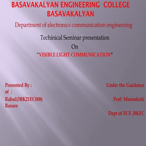 Visible light communication Seminar PPTk