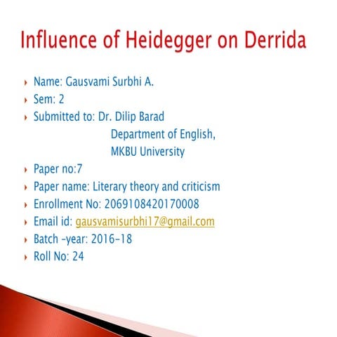 Influence of Heidegger on Derrida