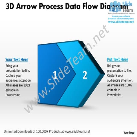Ppt 3d arrow process data flow network diagram powerpoint template business t...