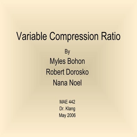 Variable compression ratio engine | PPTX