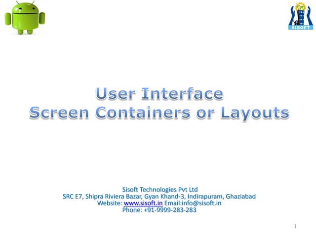 Android Screen Containers & Layouts