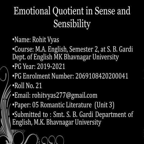Emotional Quotient in Sense and Sensibility